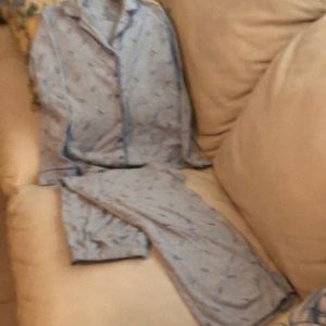 Two piece pajama set size S. Gray with purple detailing 2 pockets on front top